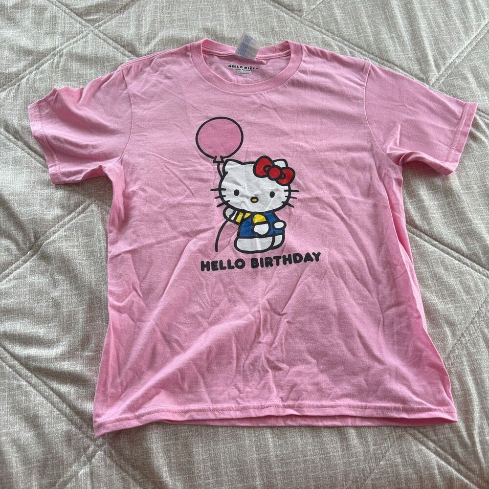 Hello Kitty "Hello Birthday" Pink Graphic T-Shirt Youth Medium (140 / 9-10)